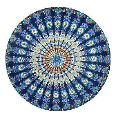Shawl Print Mat Round Peacock Beach Towel
