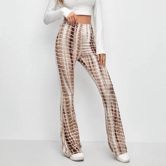 Hip Retro Printed Bootleg Pants Casual Pants