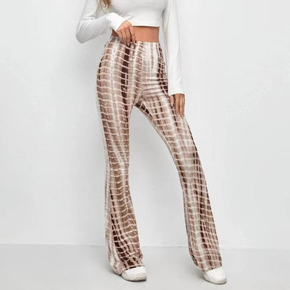 Hip Retro Printed Bootleg Pants Casual Pants