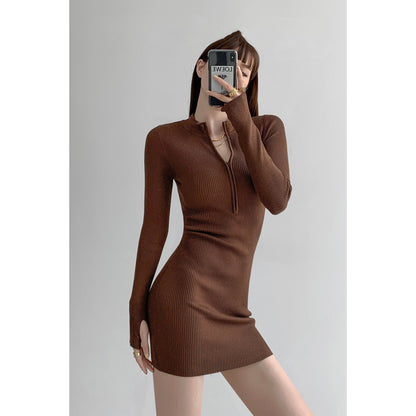 Women's Long Sleeve Knitted Tight Dress