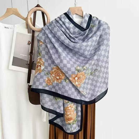 Cotton And Linen Scarf Thin And Silky Shawl Travel Sun-proof Beach Towel For Women