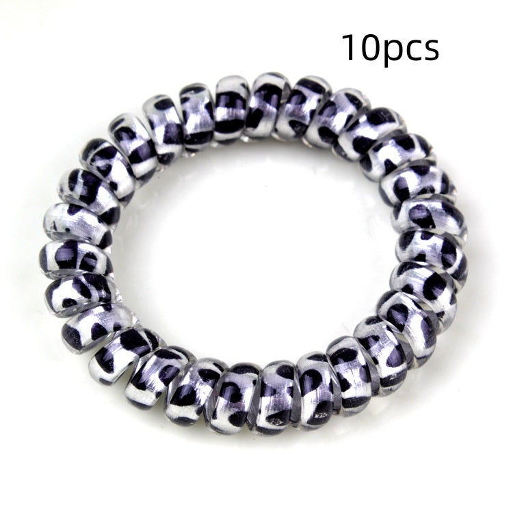 Plastic Leopard Print Phone Line Hair Ring Hair Rope