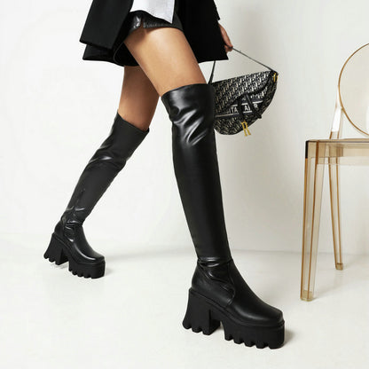 But The Knee  Thick Heel High  Autumn And Winter New Style Knight Smoke Boots