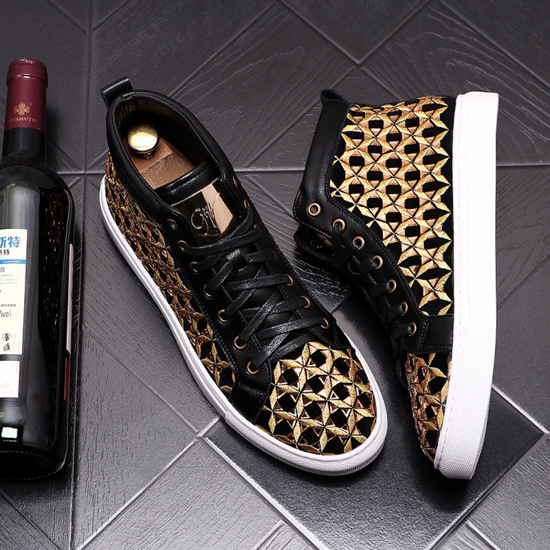 Men's Martin Boots Fashion Personality Embroidered High-top Sneakers