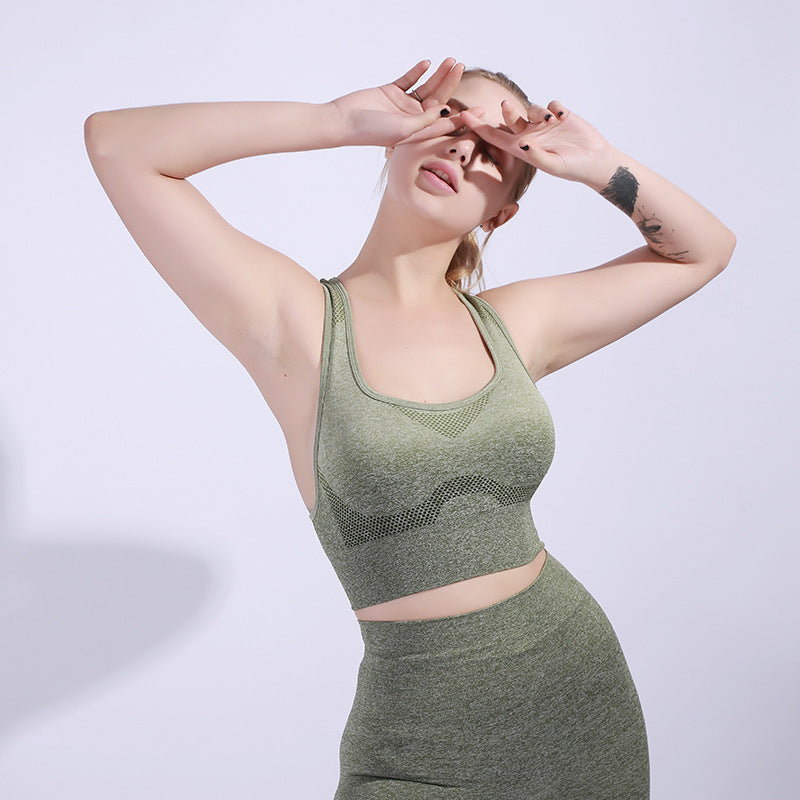 Seamless Yoga Suit Female Gradient Color Outdoor Running Sports Breathable Sweat-absorbent