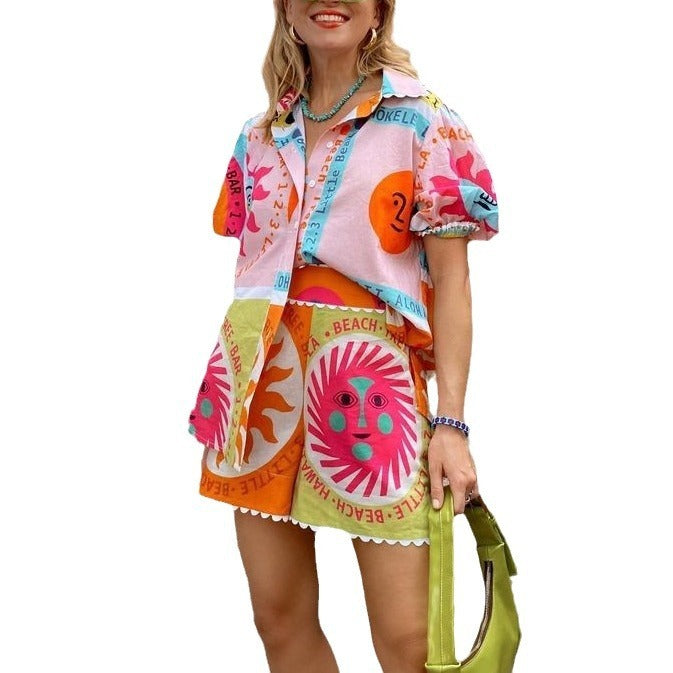 Casual Fashion All-matching Lace Collar Cardigan Shirt Suit Women