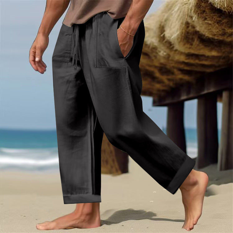 Men's Linen Pure Color Comfort Breathable Casual Pants