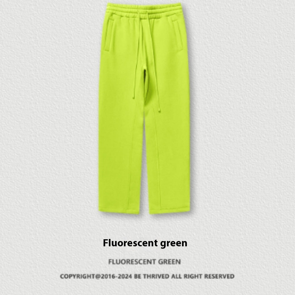 Autumn And Winter Youth Solid Color Loose Sports Pants With Thick Velvet