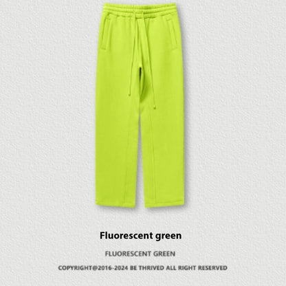 Autumn And Winter Youth Solid Color Loose Sports Pants With Thick Velvet