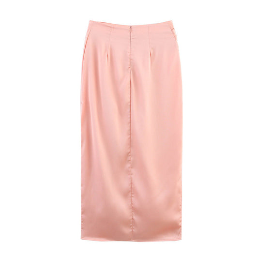 Gold Inlaid Silk Satin Texture Midi Dress