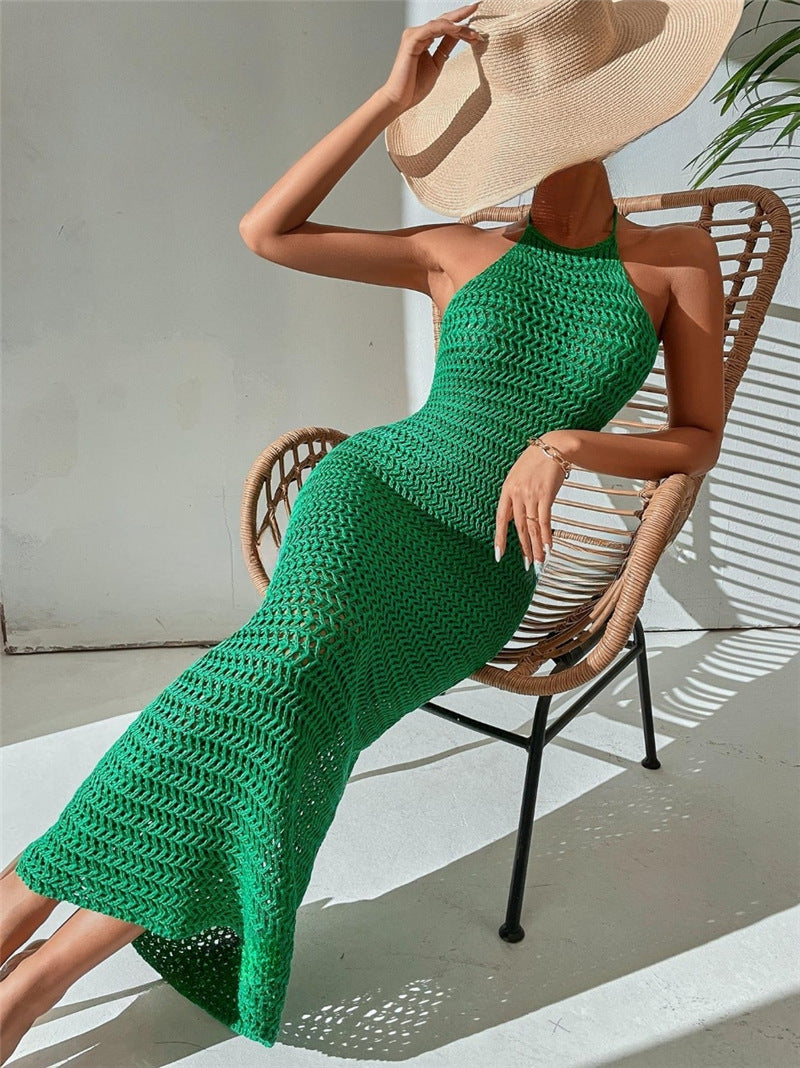 Slim Fit Backless Lace-up Backless Knitted Dress Sweater