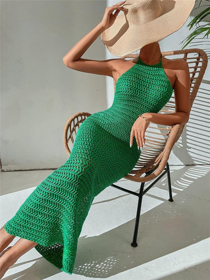 Slim Fit Backless Lace-up Backless Knitted Dress Sweater