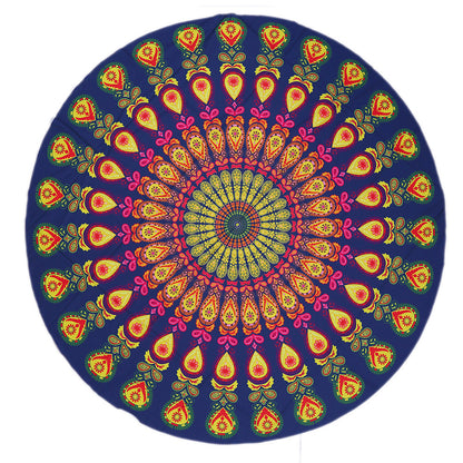Shawl Print Mat Round Peacock Beach Towel