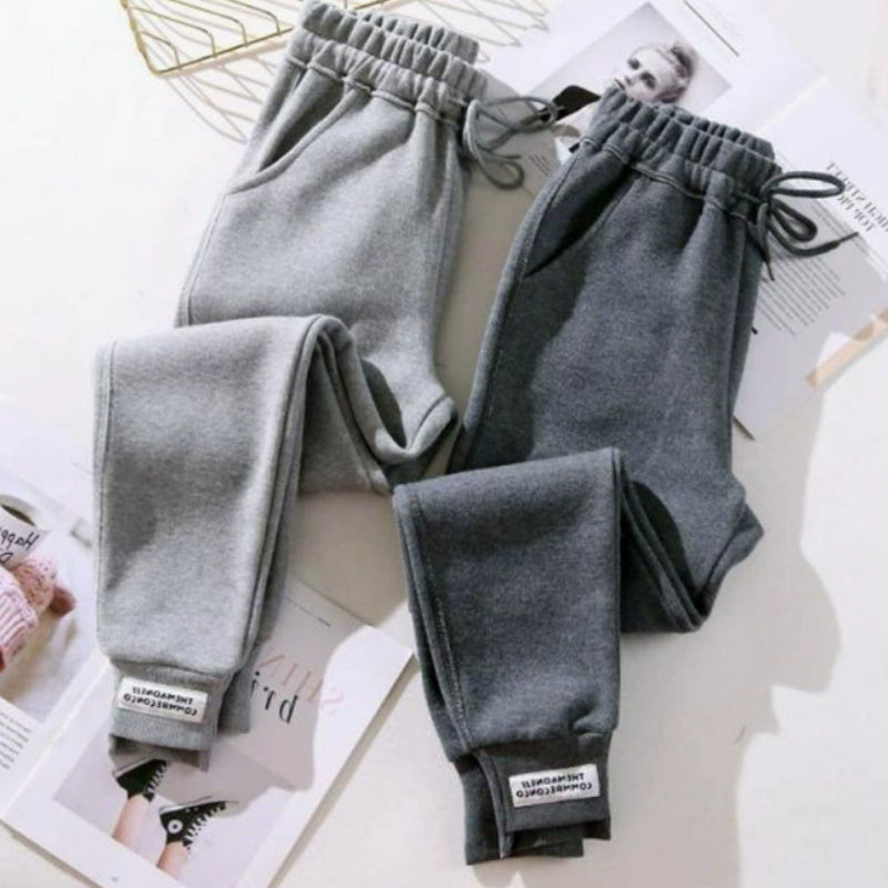 Plus Velvet Casual Pants Women's Elastic Waist Lace-up Trousers Are Thin And All-match