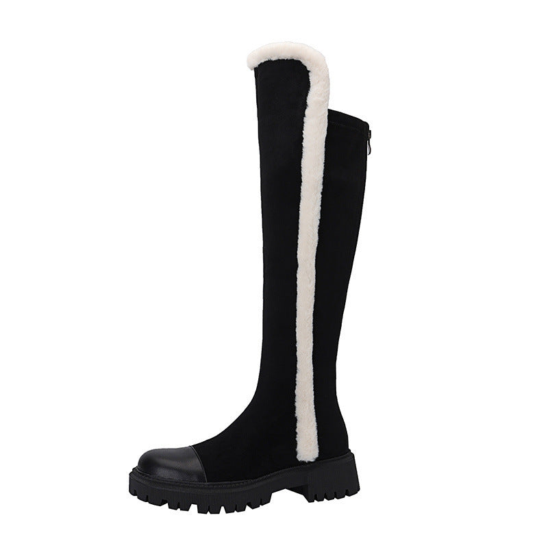 But Knee High Boots Women's Flat Low Heel But Knee