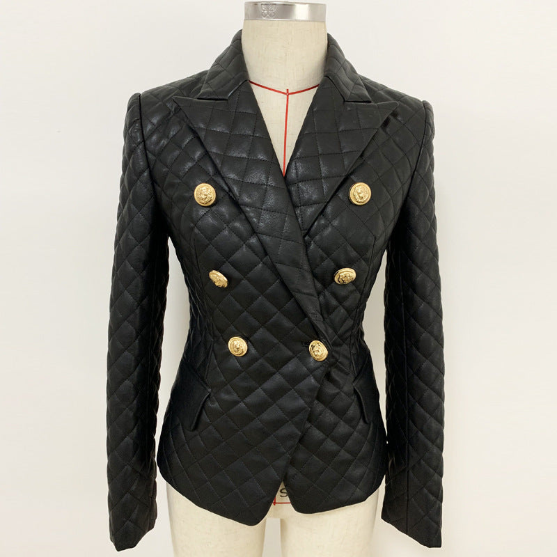 Slim-fit quilted leather blazer
