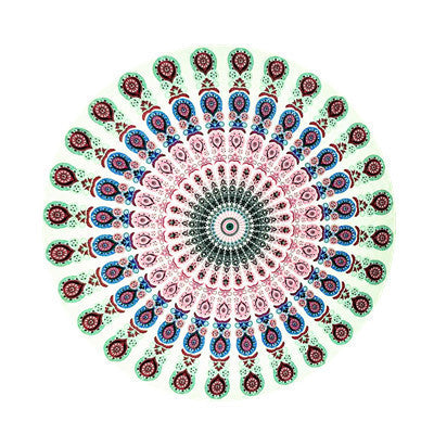 Shawl Print Mat Round Peacock Beach Towel