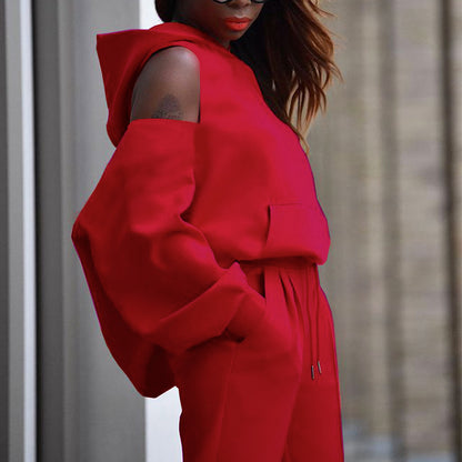 Hooded Sweater Casual Pants Suit
