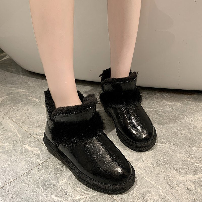 Flat-Bottomed Fashion Plus Velvet Warm Student Cotton Shoes