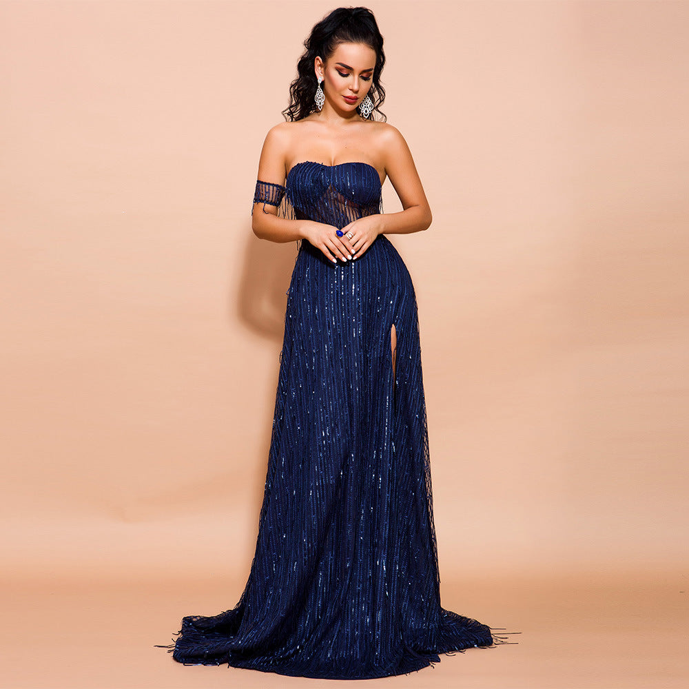 Backless fringed dress