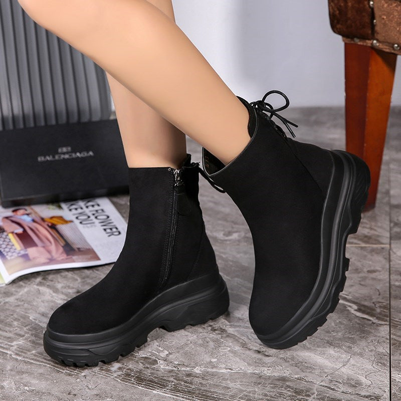 Platform rear lace-up Martin boots