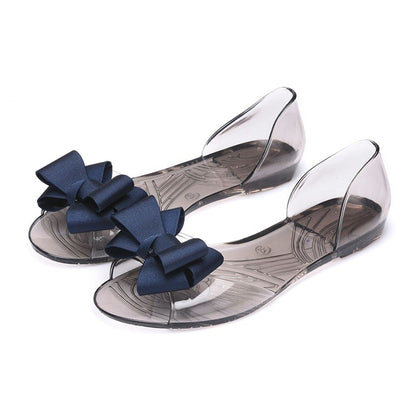 Summer sandals flat student tide plastic bow