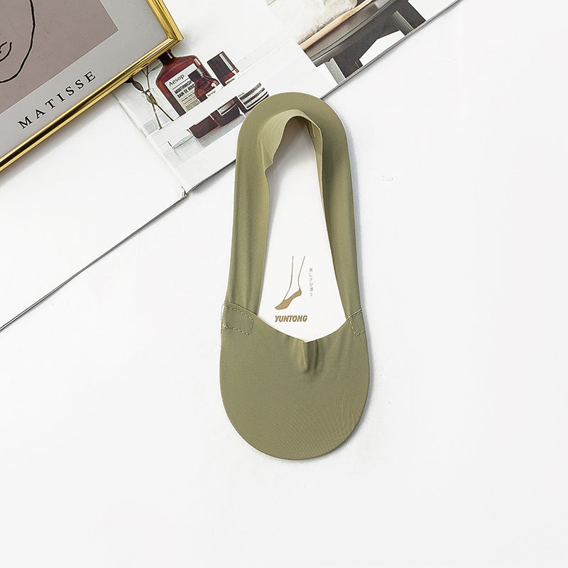 Ice Silk Socks Women's Boat Socks Summer Thin Cotton Bottom