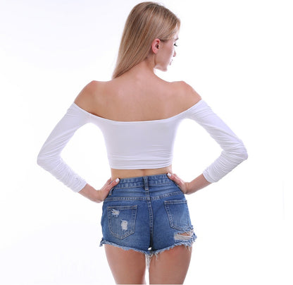 Sexy Women's Off Shoulder Cross Strap Pleated Top