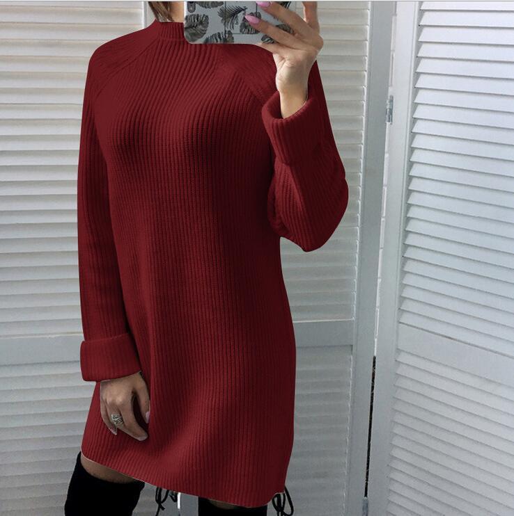 Casual Turtleneck Long Sleeve Dress