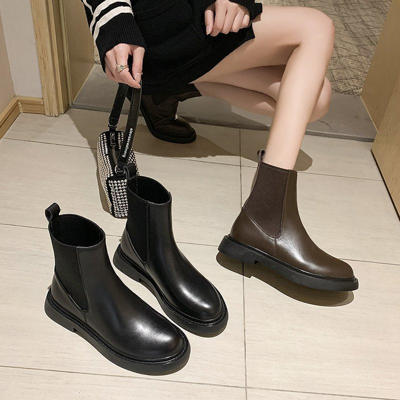 European and American Style Women's Thick Heel Boots Flat Boots