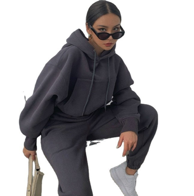 Hooded sweater casual suit