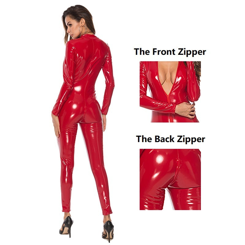 Corset, Mirrored One-piece Leather Jacket, Patent Leather Zipper Pants, Bright Leather Jacket