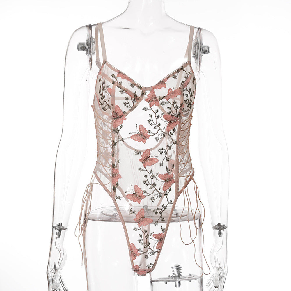 Autumn Lace Embroidery Sexy Body Shaping Bodysuit