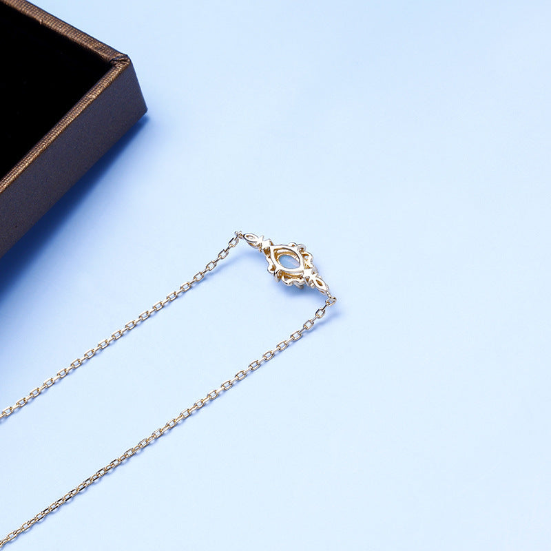 Sterling Silver Gold-plated Openwork Pattern Opal Necklace Women Classic Style Light Luxury Jewelry