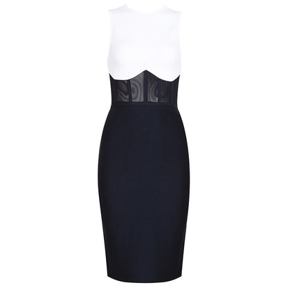 High Waist Round Neck Midi Skirt Lace Breathable Black Bandage Skirt