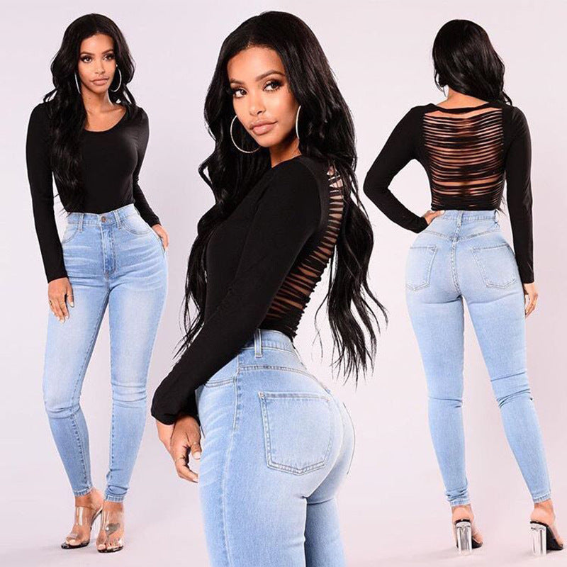 Cross-Border Supply New AliExpress Amazon Wish Explosion Light Color Stretch Jeans Women