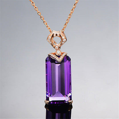 New Luxury Rectangular Amethyst Pendant