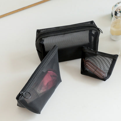 Portable Travel Toiletry Bag Transparent Mesh Toiletry Bag