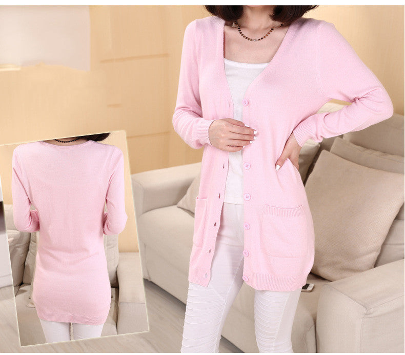 V-neck Loose Women's Wool Cardigan