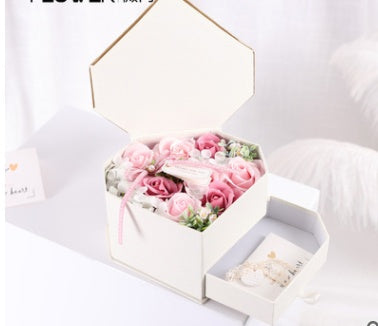 Net Red Hot Heart-shaped Drawer Soap Flower Gift Box For Girlfriend's Birthday Gift