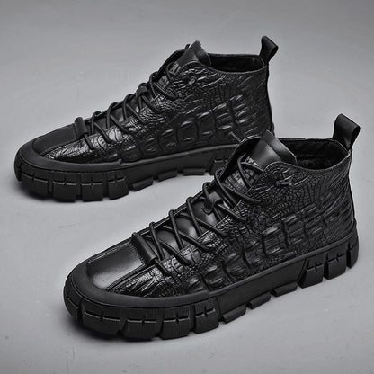 Plus Velvet Thick Warm High-top Cotton Shoes Men's Leather Martin