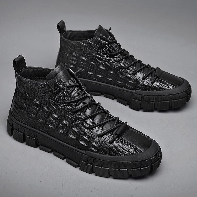 Plus Velvet Thick Warm High-top Cotton Shoes Men's Leather Martin