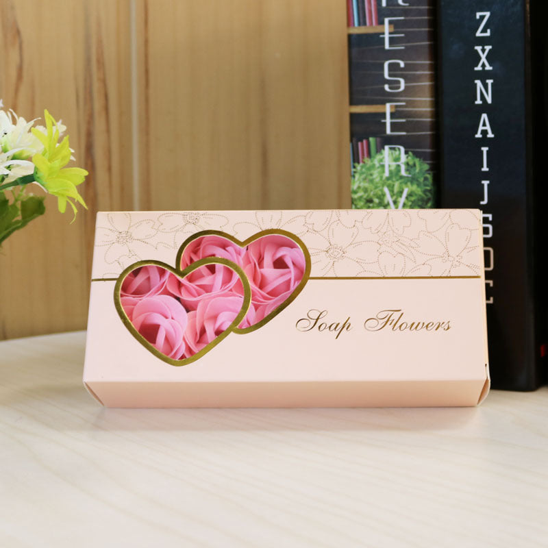 10 Artificial Rose Soap Flower Wedding Gift Box