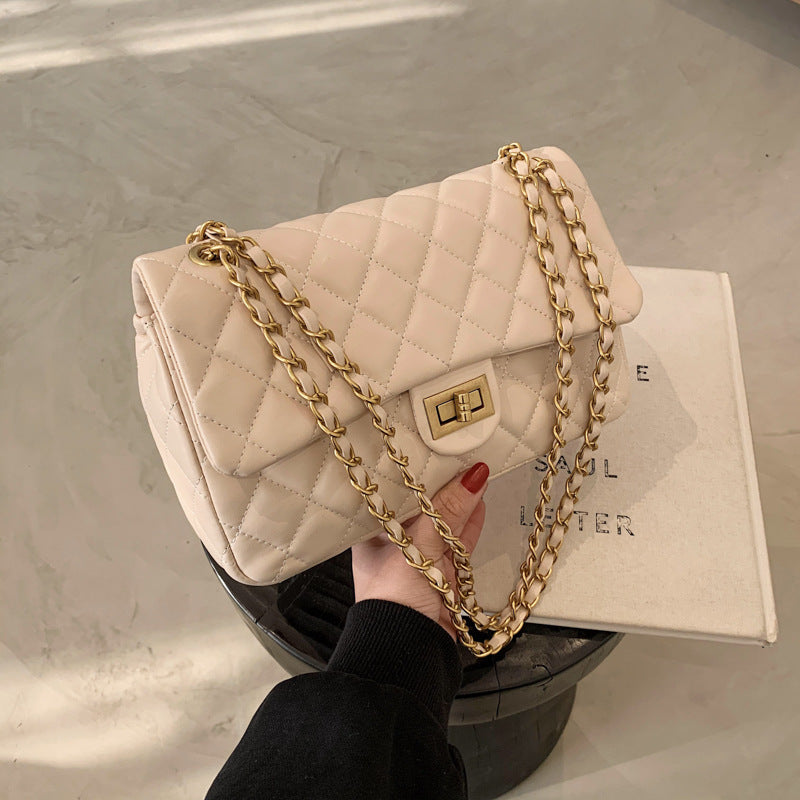 New Luxury Diamond Lattice Shoulder Women Bag Elegant Black