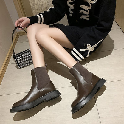 European and American Style Women's Thick Heel Boots Flat Boots