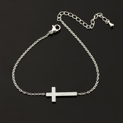 Jesus Christ Cross Bracelet Silver Gold Bracelet Bridesmaid Gift Religious Jewelry Stainless Steel