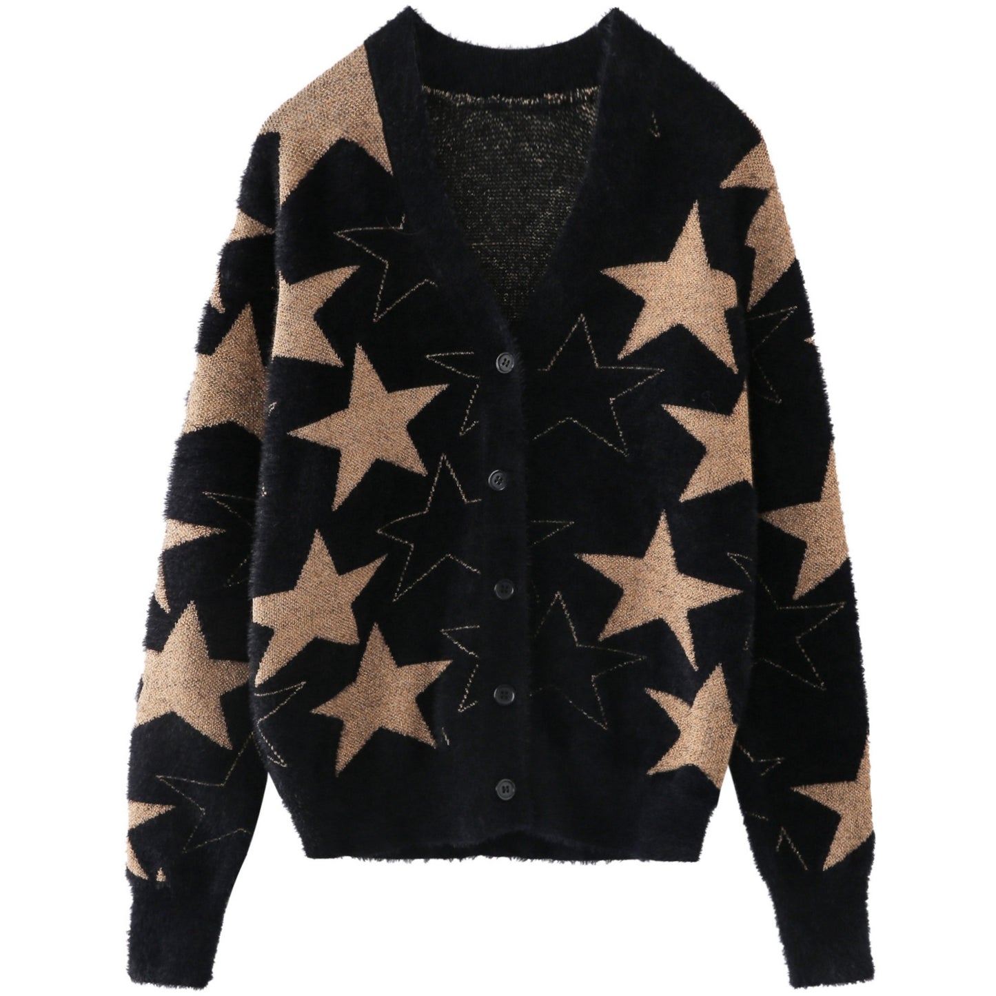 Knitted Cardigan Women's Short Small Five-pointed Star Sweater Mink Velvet