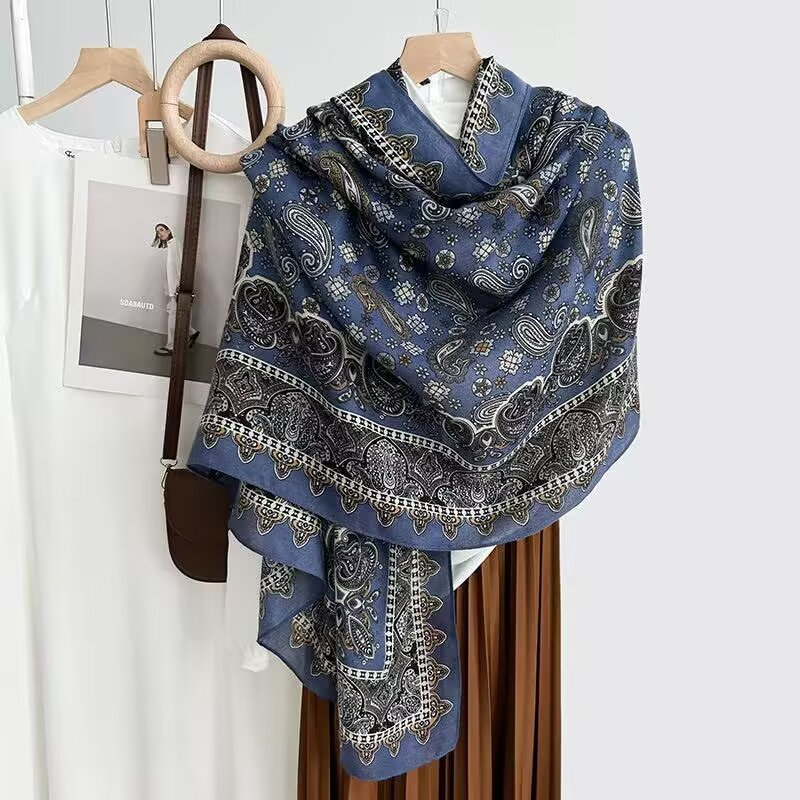 Cotton And Linen Scarf Thin And Silky Shawl Travel Sun-proof Beach Towel For Women