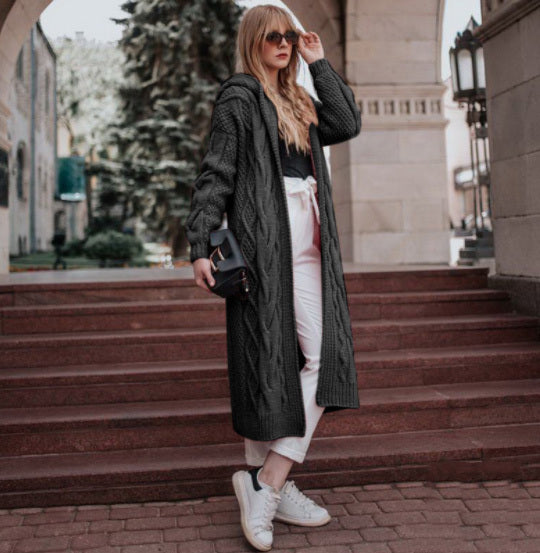 Loose knit cardigan long sweater