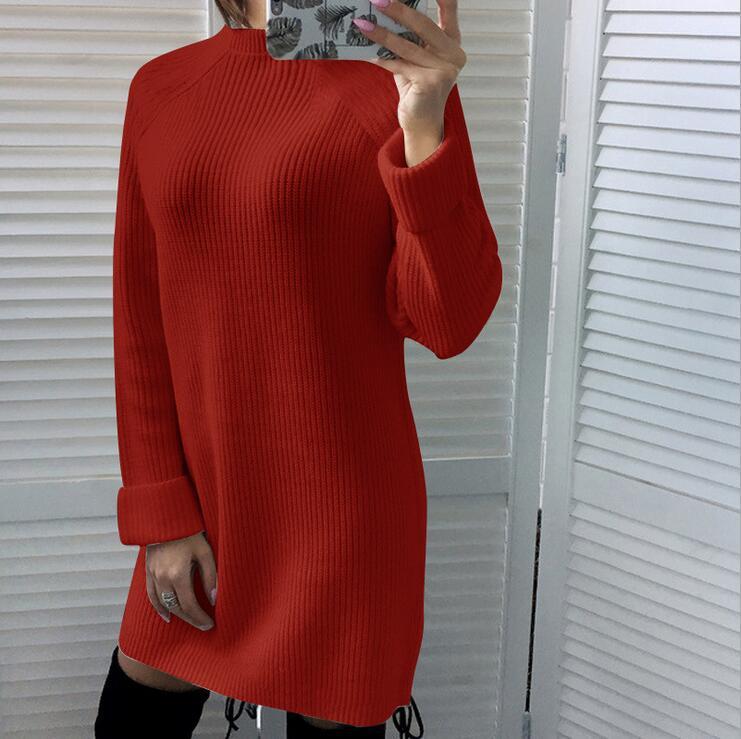 Casual Turtleneck Long Sleeve Dress